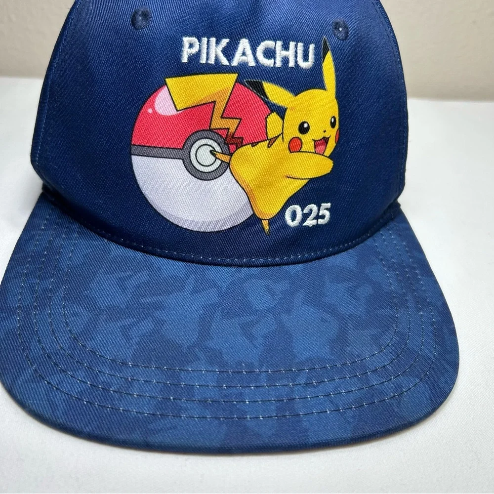 Pokemon‎ Pikachu 025 Blue Yellow White Embroidery Snapback Baseball Hat Youth OS